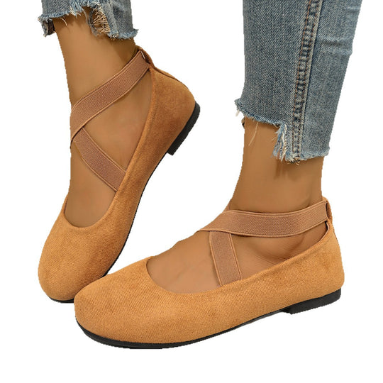 Damen Stylish Ballerinas mit elastischem Kreuzriemen und atmungsaktivem Obermaterial EB