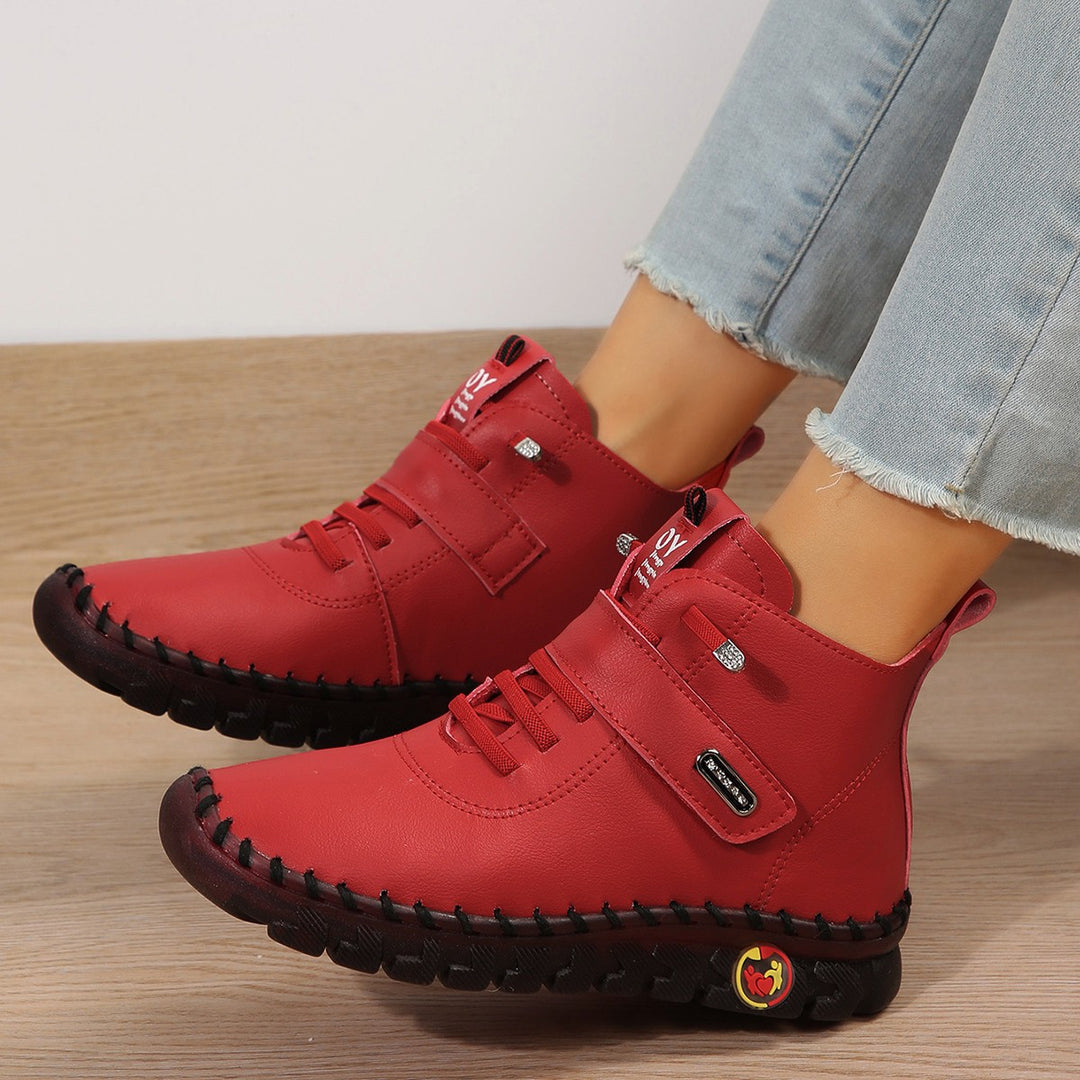 Damen Sportliche Schnürboots mit praktischem Klettverschluss EB