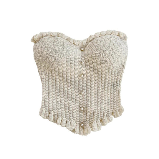 Damen Corsage-Oberteil mit Rüschendetails und Knopfleiste EB
