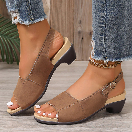 Damen elegante Slingback Sandalen mit modischen Schnallen EB
