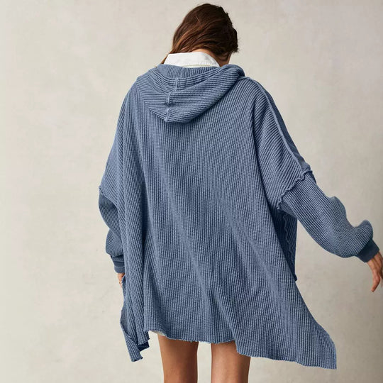 Damen Lässiger Hoodie mit strukturiertem Design und praktischer Kängurutasche EB