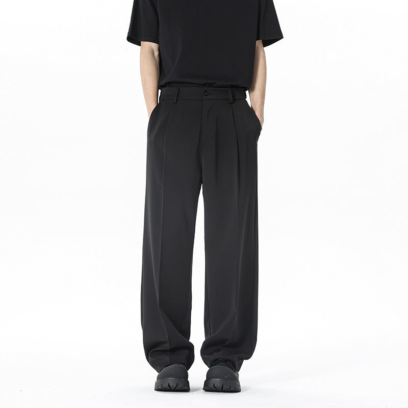 Herren nan weite Bundfalte Stoffhose mit hoher Taille, gerade Beinform und dezenten Seitentaschen EB