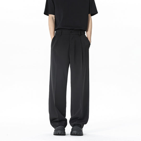 Herren nan weite Bundfalte Stoffhose mit hoher Taille, gerade Beinform und dezenten Seitentaschen EB