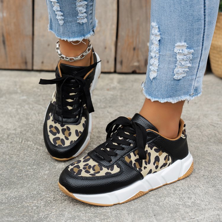 Damen Komfortable und stilvolle Sneakers mit Leopardenmuster EB