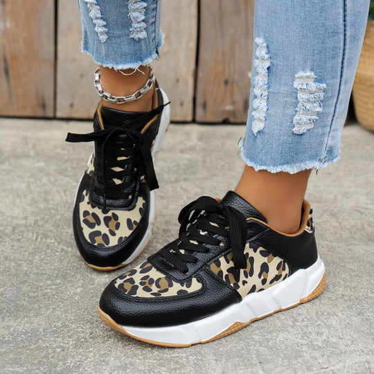 Damen Komfortable und stilvolle Sneakers mit Leopardenmuster EB