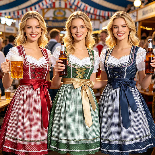 Damen nan traditionelles Dirndlkleid mit Schnürung und abnehmbarer Schürze EB