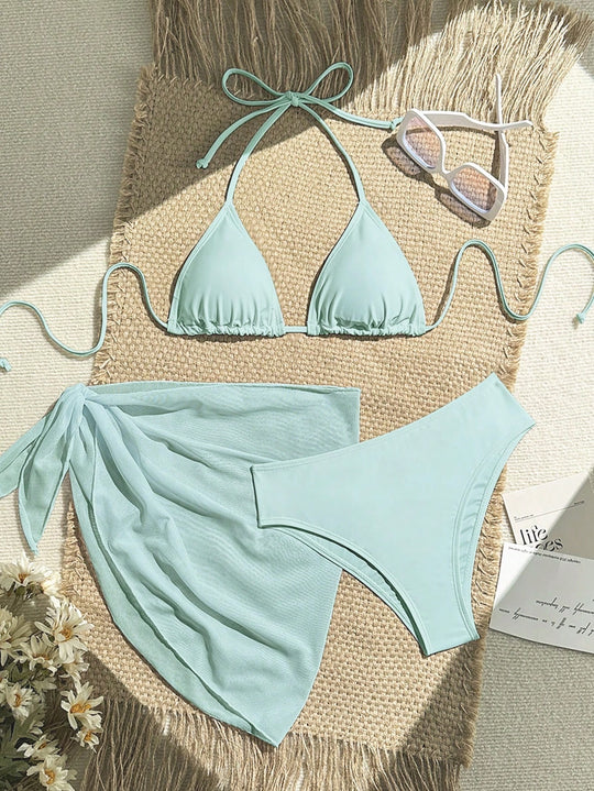 Damen Triangel-Bikini mit Wickeltuch und verstellbaren Trägern EB