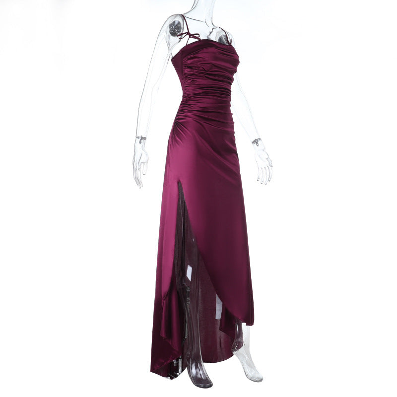 Damen Maxikleid mit raffinierten Falten und charmanten Spaghettiträgern EB