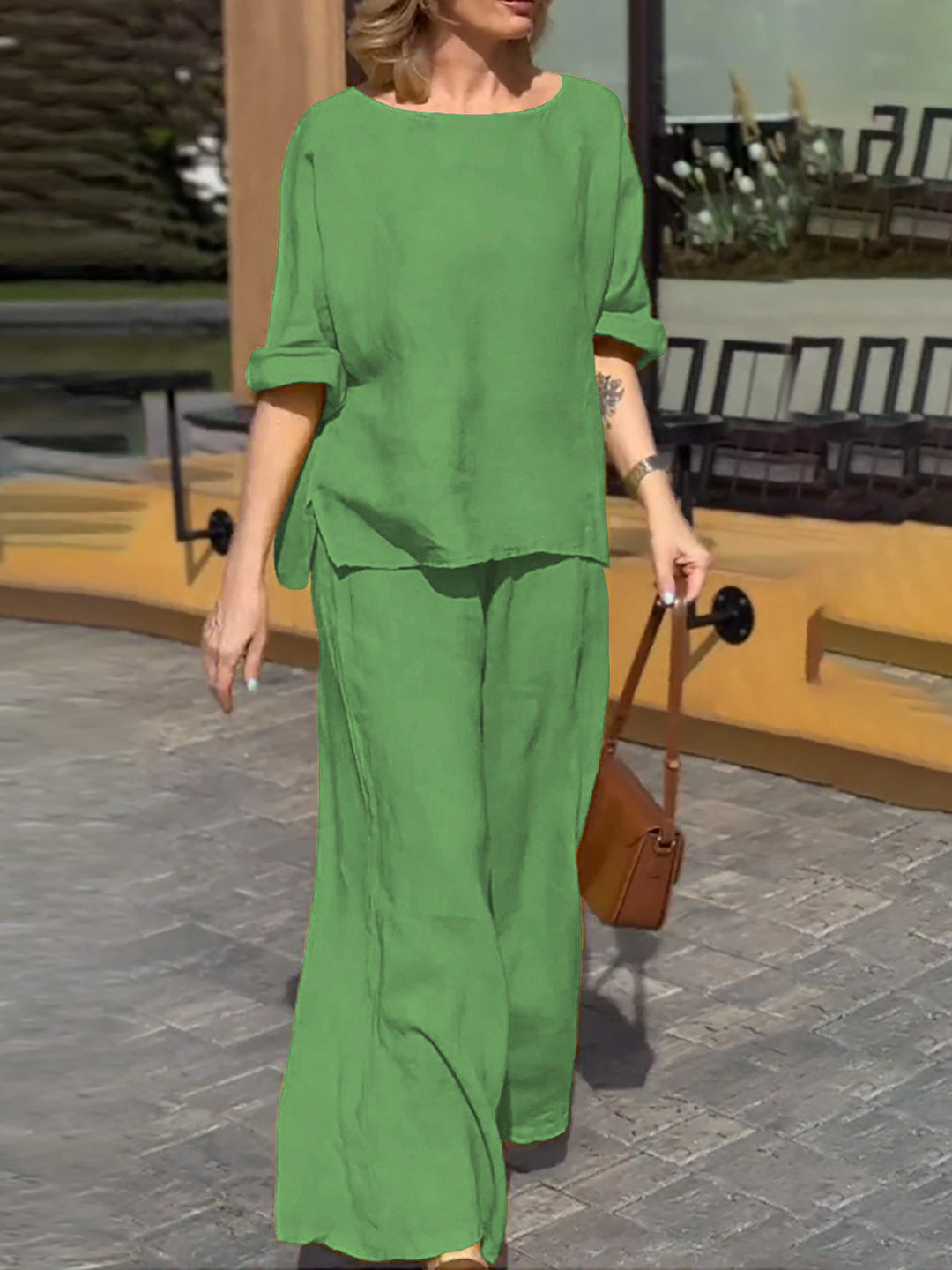 Damen Lässiges Zweiteiliges Outfit mit weitem Schnitt und lässigem Design EB