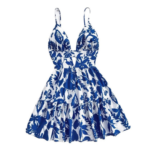 Damen Sommerkleid mit verspieltem Babydoll-Schnitt und floralem Design EB