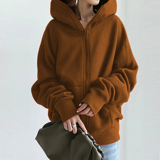 EB | Lockere Jacke mit Kapuze und Reißverschluss