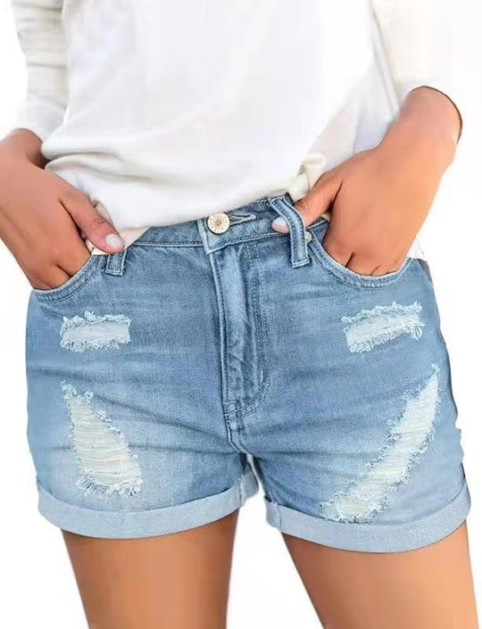 Damen Jeansshorts mit modischen Rissdetails und lässigem Schnitt EB