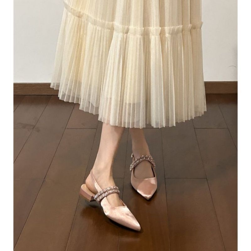 Damen Slingback Ballerinas mit eleganter Perlenverzierung EB