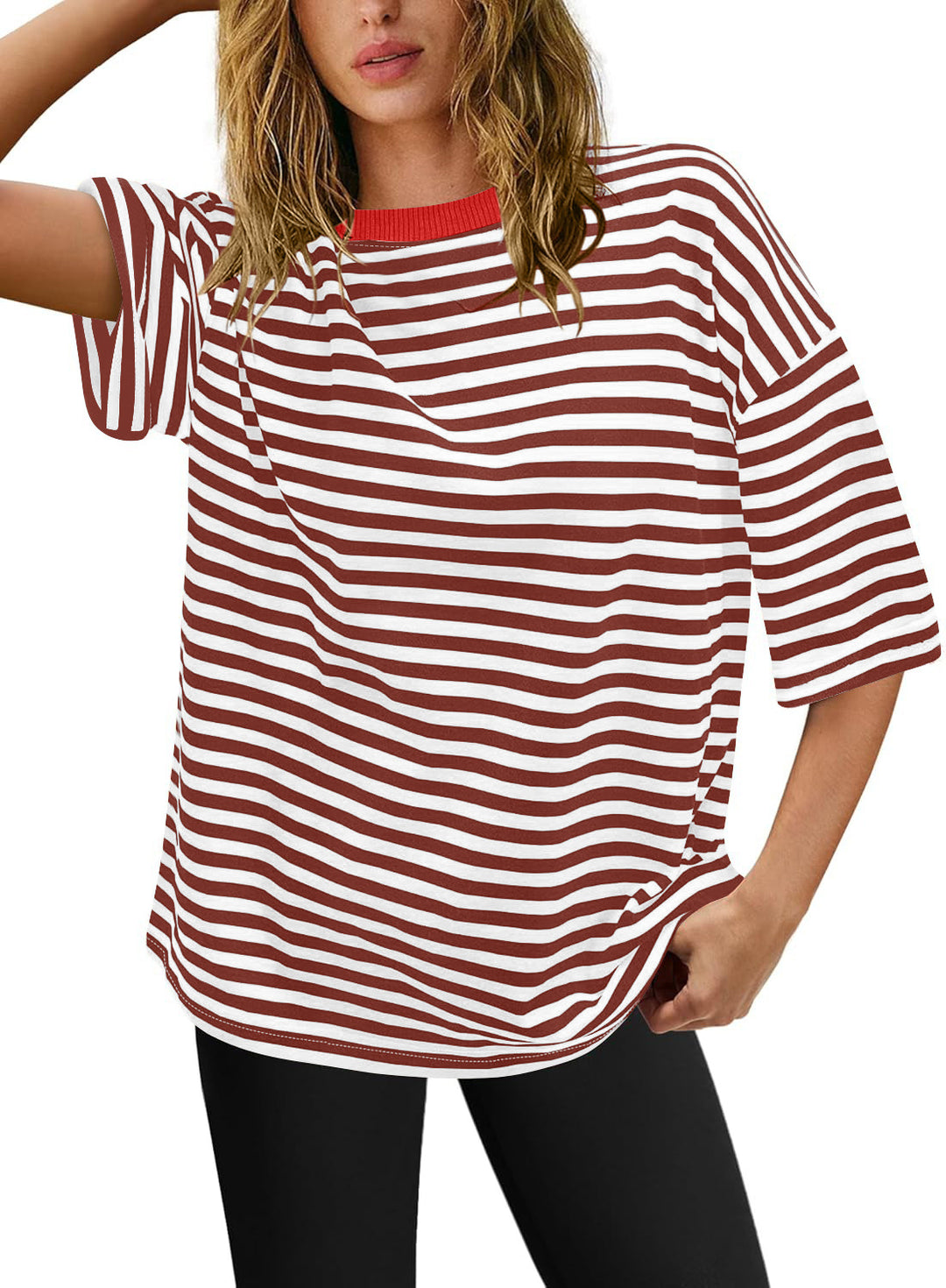 Damen Übergrößen T-Shirt mit Streifenmuster EB