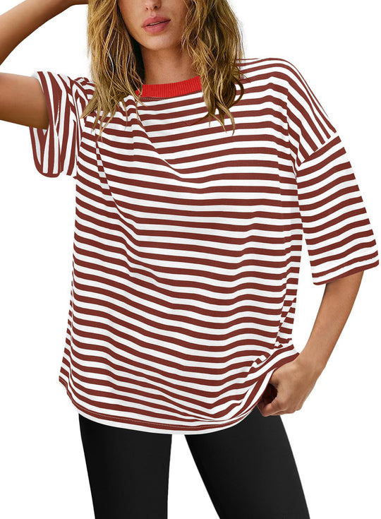 Damen Übergrößen T-Shirt mit Streifenmuster EB