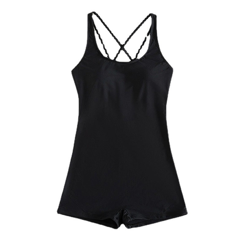 Damen Sportlicher Einteiler Badeanzug mit tiefem Ausschnitt EB