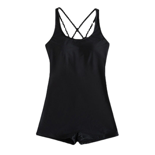 Damen Sportlicher Einteiler Badeanzug mit tiefem Ausschnitt EB