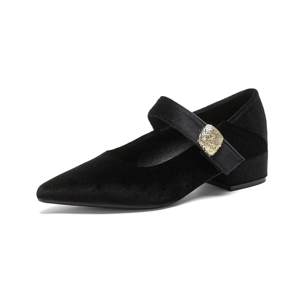 Damen spitze Ballerinas mit eleganter Schnallenverzierung EB