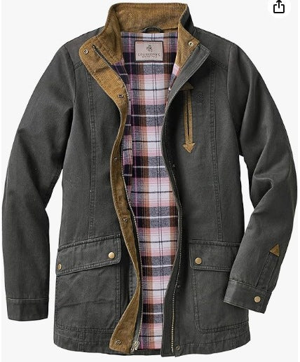 Damen lässige Utility-Jacke mit Karo-Innenfutter EB