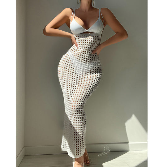 Damen Häkel-Maxikleid im figurbetonten Design EB