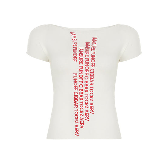 Damen trendiges Kurzarm-Shirt mit auffälligem Schriftzug EB