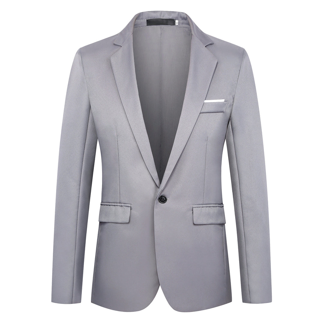 Herren nan tailliertes Satin-Sakko mit schmaler Silhouette, Notch-Revers und dekorativer Brustpaspel EB