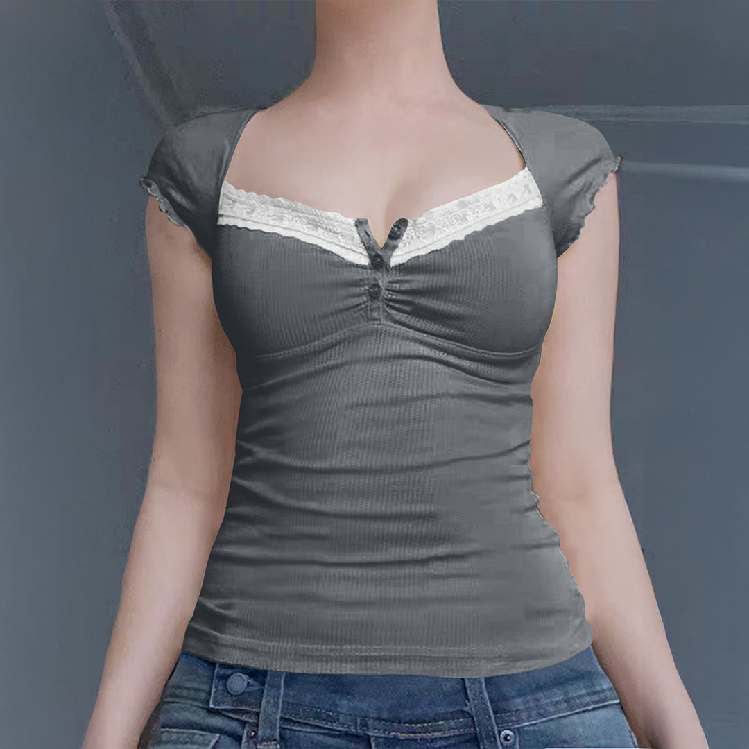 Damen Ripp-Trägershirt mit setzen Spitze EB