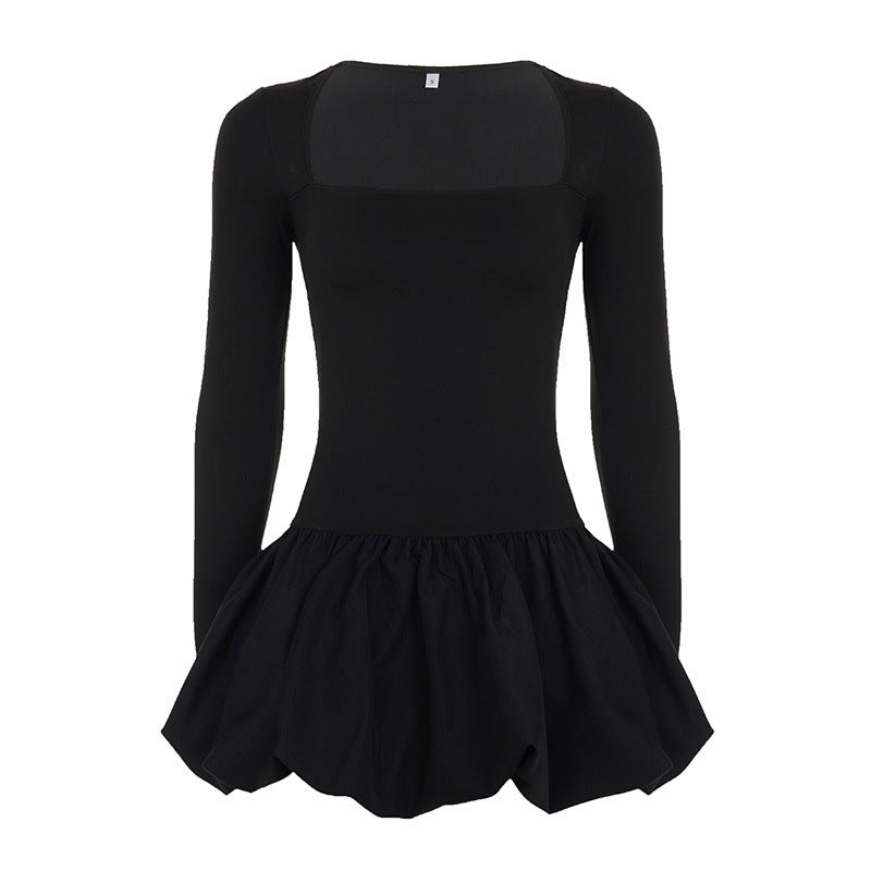 Damen nan figurbetonter Ballett-Body mit langem Arm und gerafftem Tulpenrock EB