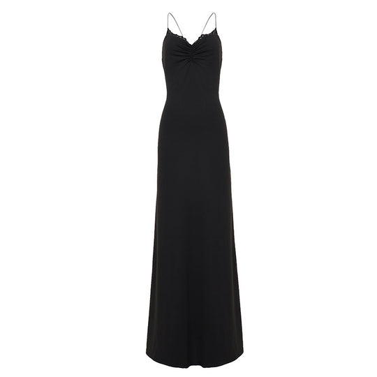 Damen Maxi-Kleid mit verstellbaren Spaghetti-Trägern und elegantem Rückenausschnitt EB