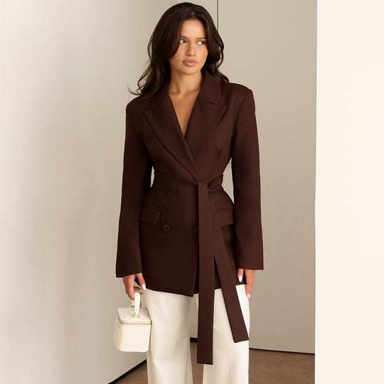 Damen eleganter taillierter Blazer mit Schal EB