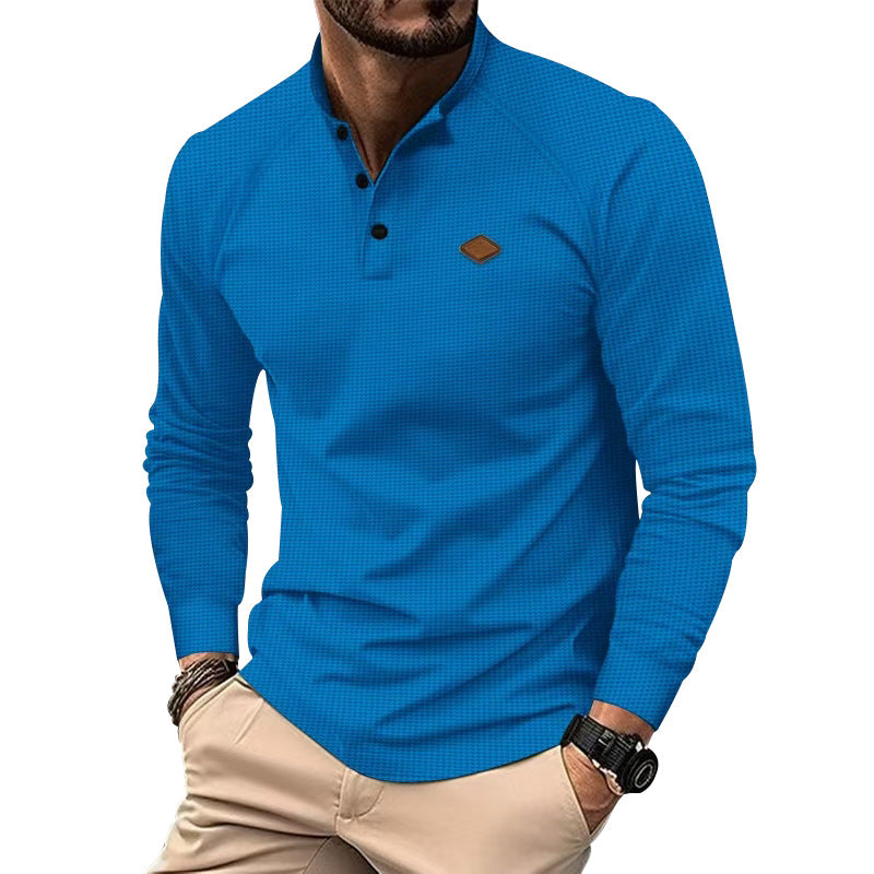Herren Langarm-Henley-Shirt aus weichem Baumwollmix mit dekorativen Knöpfen EB