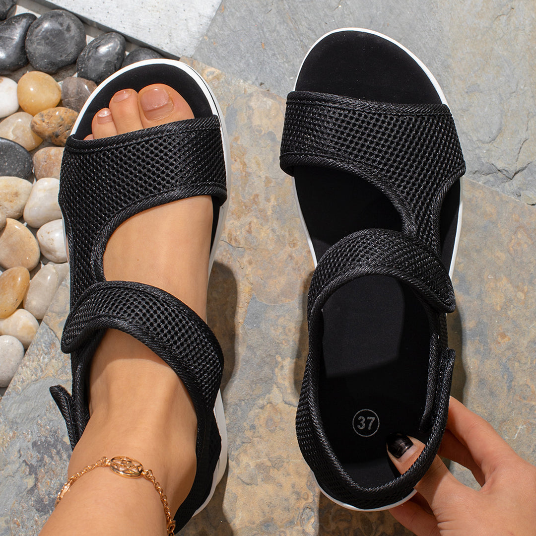 Damen Atmungsaktive Sandalen mit verstellbaren Klettverschlüssen und ergonomischem Fußbett EB