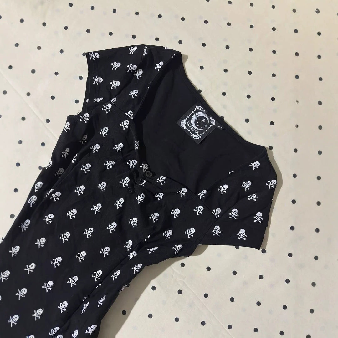 Damen Baumwollshirt mit Totenkopf-Muster EB