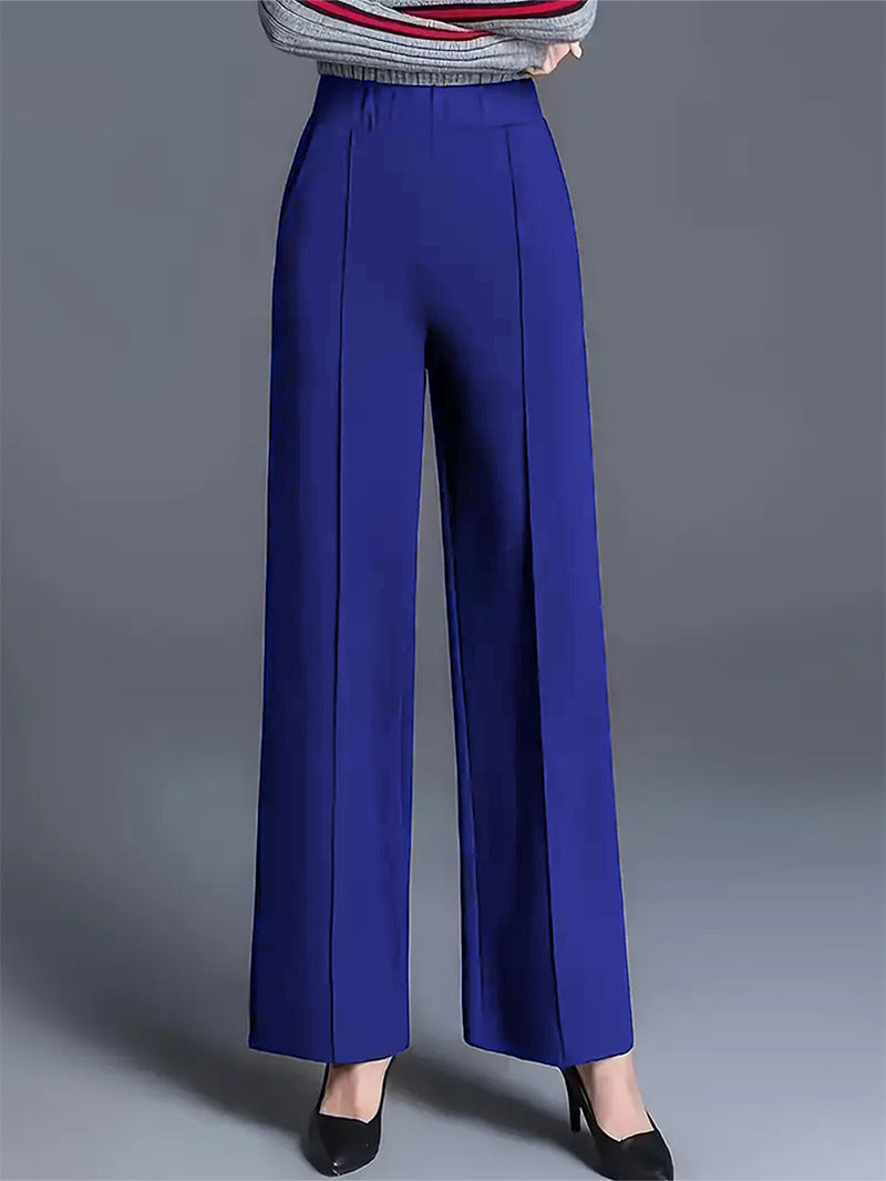 Damen Weit geschnittene High-Waist-Hose mit eleganten Bügelfalten EB