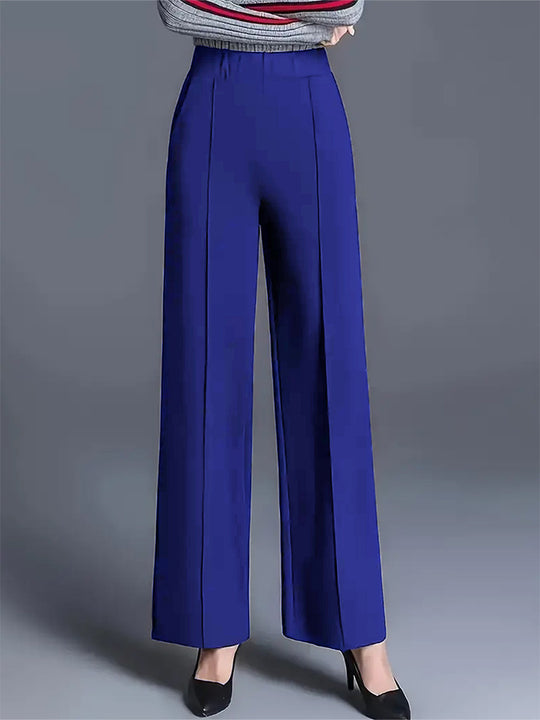Damen Weit geschnittene High-Waist-Hose mit eleganten Bügelfalten EB