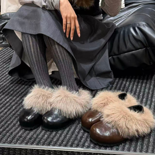 Damen Komfortable Clogs mit warmem Fellkragen und rutschfester Sohle EB