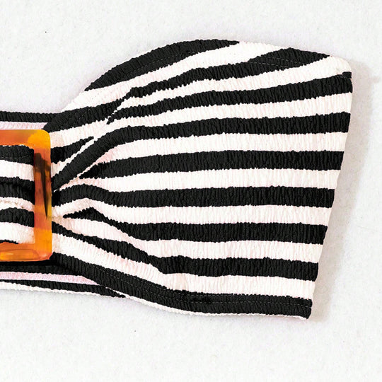 Damen Bandeau-Bikini mit modischem Knotendesign und hochgeschnittenem Höschen EB