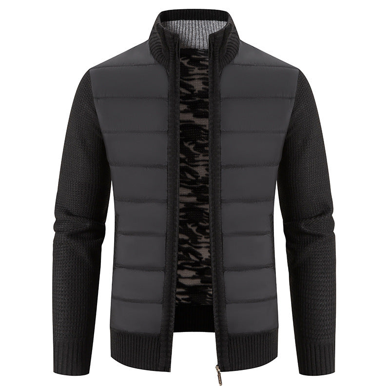 Herren hybride Steppjacke mit modischem Strickdesign EB