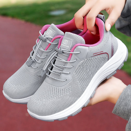 Damen nan leichter atmungsaktiver Strick-Walking-Sneaker mit Schnellzug-Kordel und gedämpfter EVA-Zwischensohle EB