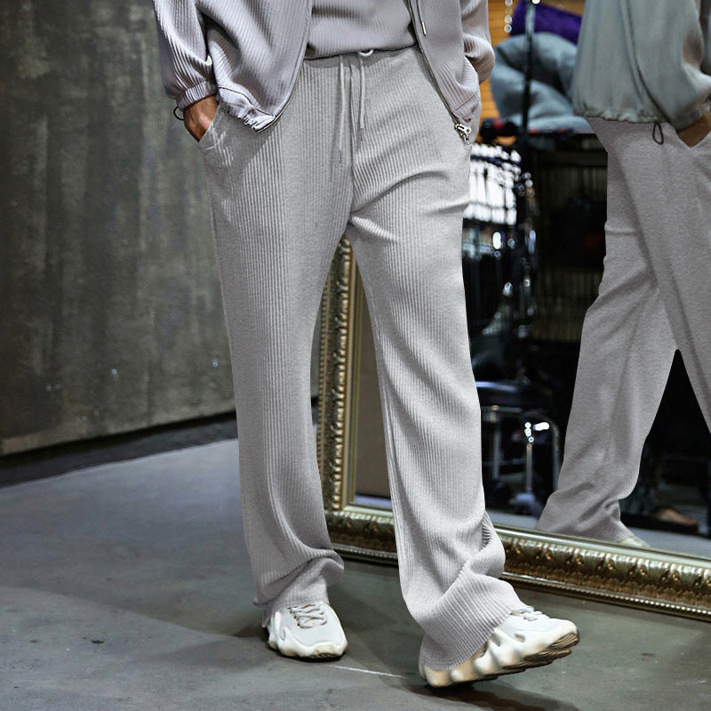 Herren nan locker geschnittene Plissee-Hose mit Tunnelzug und weitem Bein EB