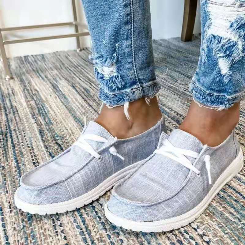 Damen lässige Canvas-Sneaker mit bequemer Sohle und elastischen Schnürsenkeln EB