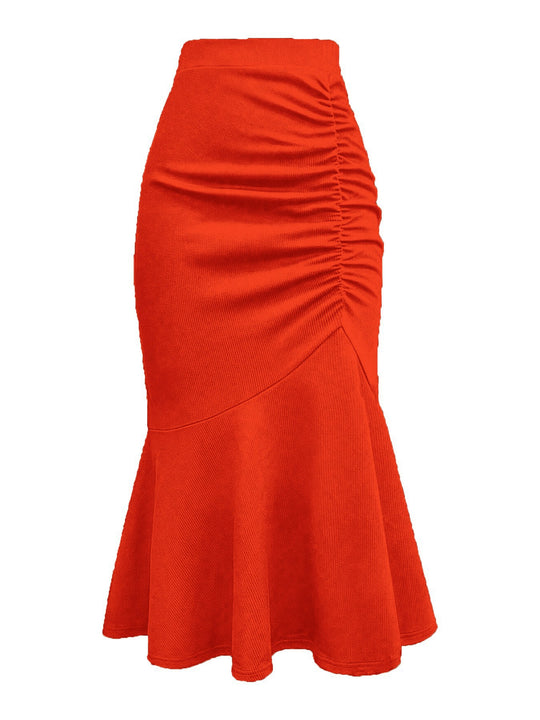 Damen eleganter Midirock mit asymmetrischem Schnitt und Raffung EB