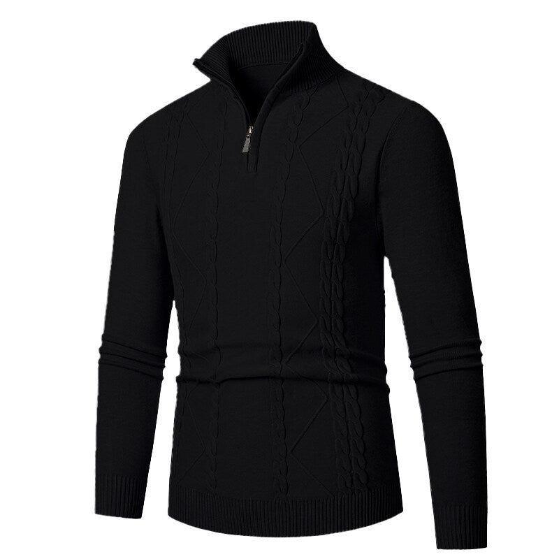 Herren Strickpullover mit Stehkragen und Zopfmuster EB