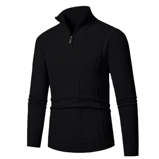 Herren Strickpullover mit Stehkragen und Zopfmuster EB