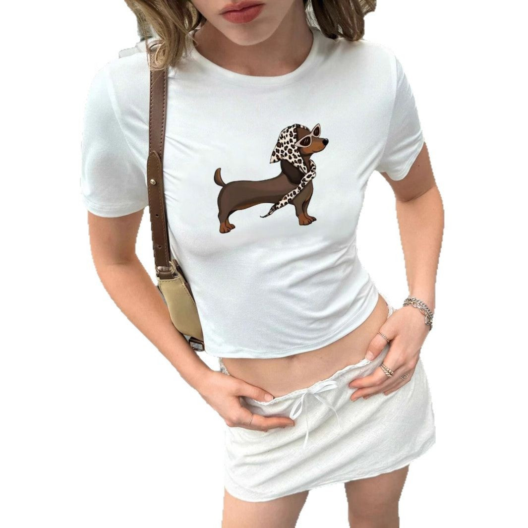 Damen T-Shirt mit originellem Tiermotiv und figurbetontem Schnitt EB