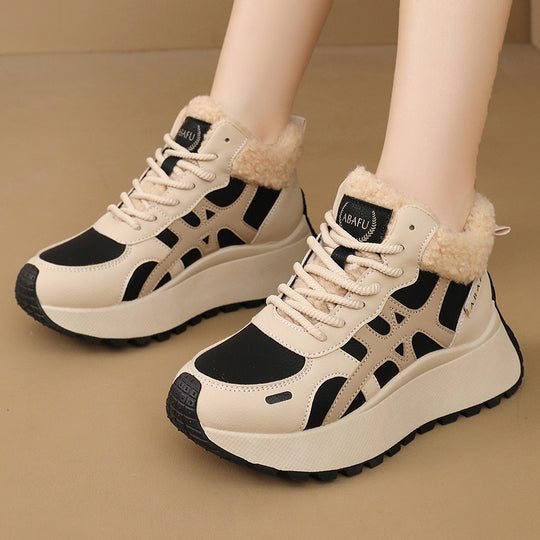 Damen Hochschnitt Sneakers mit warmem Fleece-Innenfutter und rutschfester Laufsohle EB