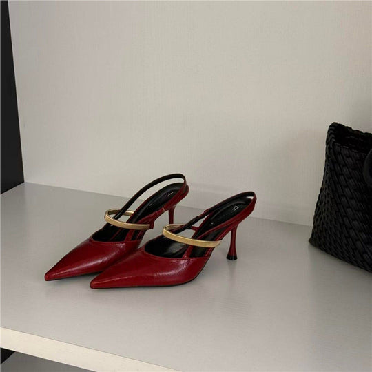 Damen elegante Slingback-Pumps mit goldenen Akzenten EB