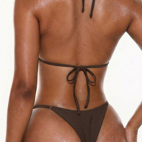 Damen Triangel-Bikini mit modischen Metallic-Details EB