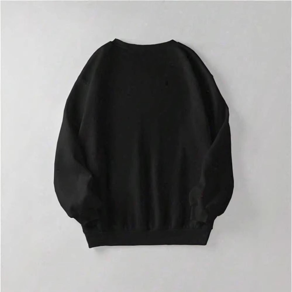 Damen nan lässiges Oversize-Sweatshirt mit Vintage-Schädel-Print und geripptem Saum EB