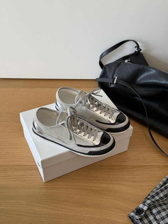 Damen Sportliche Sneakers mit moderner Canvas-Oberfläche und rutschfester Gummisohle EB